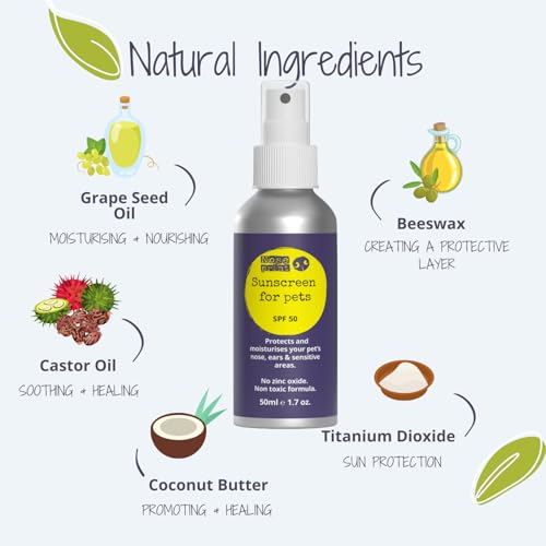Noseprint SPF 50 Haustier-Sonnencreme-Flasche Sonnenschutz für Haustiere 50 ML | Feuchtigkeitsspendende Sonnencreme für Hunde und Katzen, ungiftige Formel Hundenase | Hundepfoten-Balsam