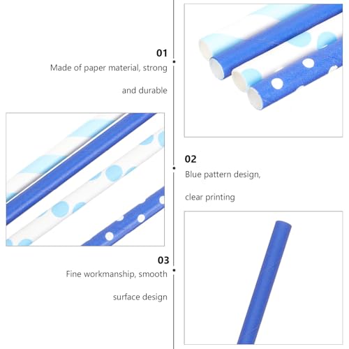 200 pitillos de papel azul desechables para fiestas miniatura 6