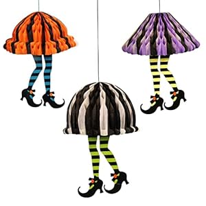 Jagmag® 1 pcs Halloween Witch Leg Honeycomb ,Halloween Hanging Ornament Skirt & High Heels Honeycomb Paper Pendant…
