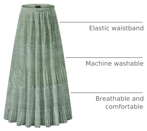 Image of NASHALYLY Women's Chiffon Elastic High Waist Pleated A-Line Flared Maxi Skirts
