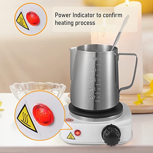 FOOAO Candle Stove Kit for Adults/Beginners,Candle Making Pouring Pot with Electric Hot Plate, Candle Wax Melting Pot with Heat-Resistant Handle,Long Stain Spoon,Pouring Pot,Electric Hot Plate