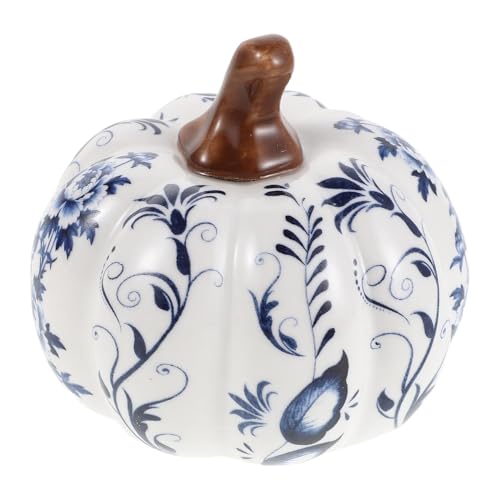 TOYANDONA Decorazione Autunnale Zucca in Ceramica Bianca Piccola Scultura Rustica da Tavolo per Ringraziamento Centrotavola Compatto in Porcellana per Ambienti Moderni e Tradizionali
