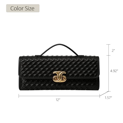 Image of JYG Woven Handbag for Women Fashion Evening Shoulder Bag PU Leather Handmade Clutch Purse Casual Crossbody Bags 2024