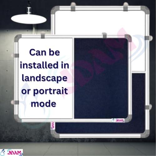 Image of JDAM Combination Board (Non-Magnetic Whiteboard with Blue Pin-Up Board) for Home, Office, School, College, Gym & Hospital Use - Dual Surface (23x16 Inches)