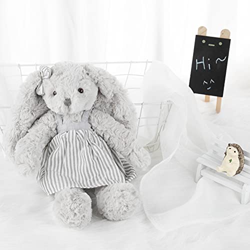 Easter Bunny Stuffed Animal, 12" Grey Plush Rabbit For Girls #TOP5