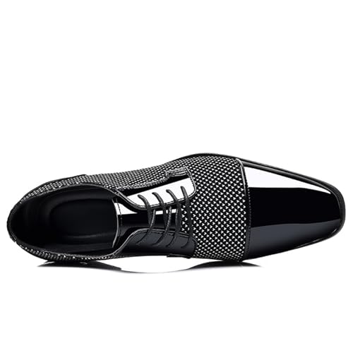 Men Patent Leather Tuxedo Shoes Cap Toe Lace-up Formal Casual Oxfords Shoes Breathable Business Wedding Dress Shoes Grey2