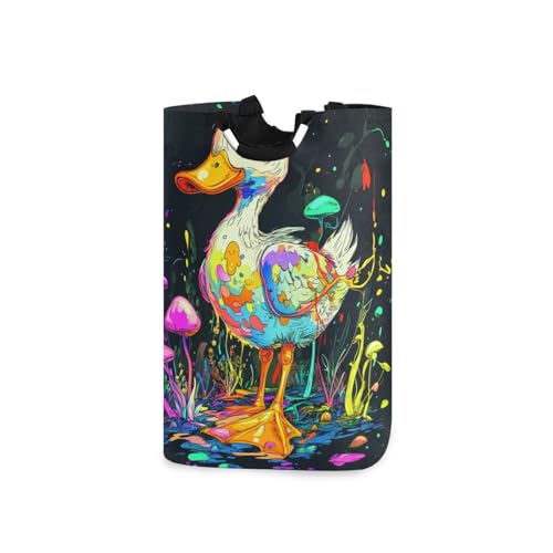 Divertidas cestas de lavandería de color pato Cayuga, plegables e impermeables con mango resistente, pequeñas para juguete