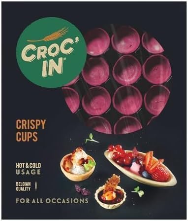 CROC’IN – Coupelles Comestibles à Garnir Fuschia – Fond de Tarte Pour Pâtisserie ou Apéritif – Confection Artisanale & Vegan – 60 pièces