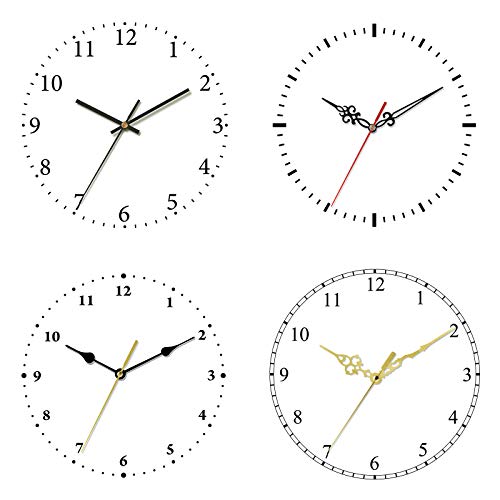 4 Pieces Quartz Clock Movement Mechanism Non Ticking Diy Clock Mechanism With 6 Clock Hands Sets For Repair Parts Replacement (0.9 Inch/ 22 Mm, Gold, Black) #TOP4