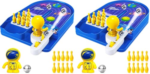 Image of VGRASSP Space Theme Pinball Bowling Tabletop Game Toy for Kids with 10 Bowling Pins - Interactive Indoor and Outdoor Manual Launcher Playset Gift - Color As Per Stock (Pack of 2)