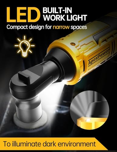 1/2 Inch Cordless Ratchet Wrench, for DEWALT 20V Max Battery, 88Ft-Lbs, 0-400RPM, Electric Ratchet Wrench Set with Variable Speed Trigger, Reinforced Head, R&F Switch, 7 Sockets, 1/2" to 3/8" Adapter