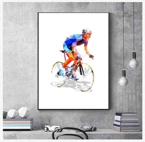 Impression d'art sur toile cycliste geometrique tableau haut de gamme - 4