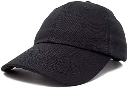 Dalix Unisex Unstructured Cotton Cap Adjustable Plain Hat, Black