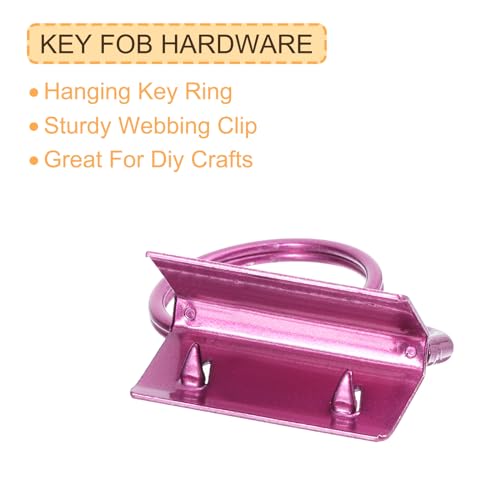 uxcell 20Pcs 25mm/ 1-inch Key Fob Hardware with Keychain Ring for Bag Webbing Wristlets Lanyards, Pink - Image 4