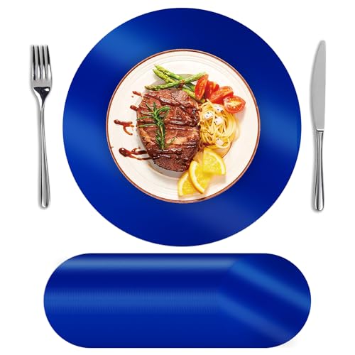SHACOS 50Pcs Round Blue Placemats 13" Paper Place Mats Disposable