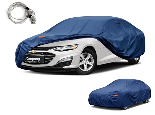 Image of Kaugung Custom Fit Car Cover for Chevrolet Chevy Malibu (1997-2025), Heavy Duty Waterproof All Weather Outdoor Protection, Breathable Full Exterior Cover with Vent, Rain Sun Snow UV Proof