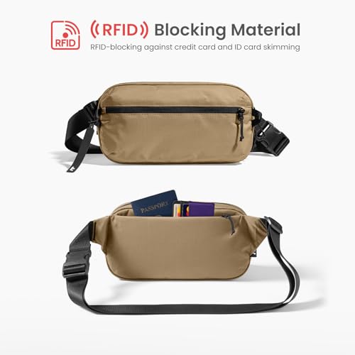 Image of tomtoc 3.5L Sling Bag with RFID Blocking, Crossbody Bag Chest Shoulder Pack for Men and Women, Water-resistant Lightweight Casual Waist Fanny Pack for Travel /Daily Use