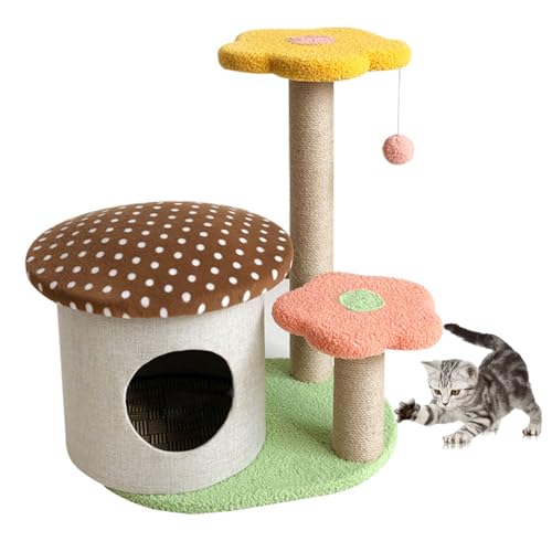 室内猫用フラワーキャットツリー、24インチキャットタワー、爪とぎポストとキャットコンドミニアム付き、モダンな子猫用おもちゃ家具、A(B)