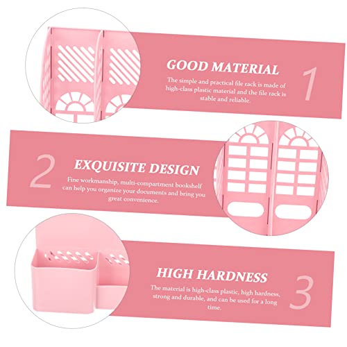 Organisateur de documents plastique rose avec trieur multi-compartiments