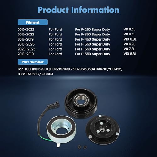 Image of ECCPP A /C Compressor Clutch Fit for Ford for F-250 for F-350 6.2L 2013-2025