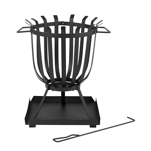 tepro Feuerkorb Brentwood, aus Stahl, mit Schürhaken, ca. Ø 36 cm, Maße ca. 41,7 x 35 x 47,5 cm (mit Füßen), Schwarz