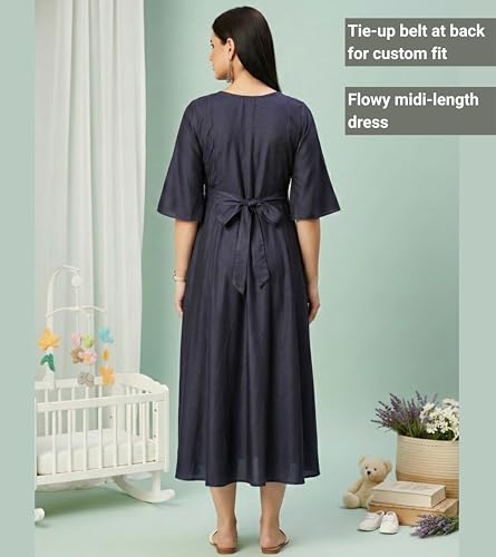 Image of DUMMY SHAPE Feeding Kurtis for Women Cotton Blend | Floral Anarkali Kurta with Dual Nursing Zippers for Pregnancy & Breastfeeding | Maternity Dresses | Gifts for Pregnant Woman