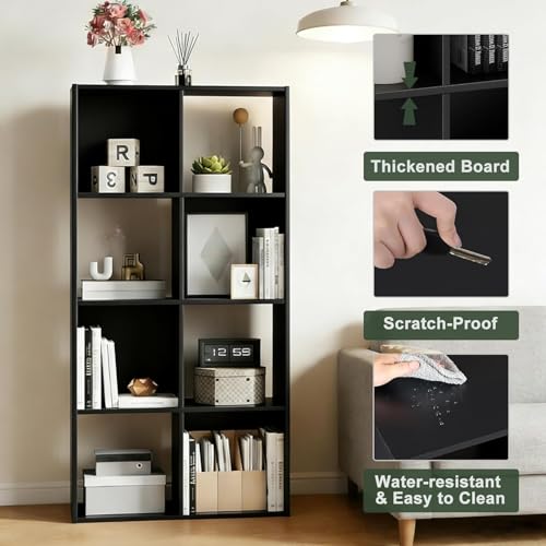 8-Cube-Storage-Organizer-Shelf-Open-Cube-Bookshelf-Reversible-Bookcase-Sturdy-Modern-Storage-for-Home-Office-Bedroom-Living-Room-Deep-Black