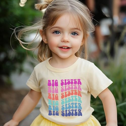Image of Big Sister Announcement T Shirt Toddler Girls Promoted to Big Sister Tees Outfits 1-7 Years
