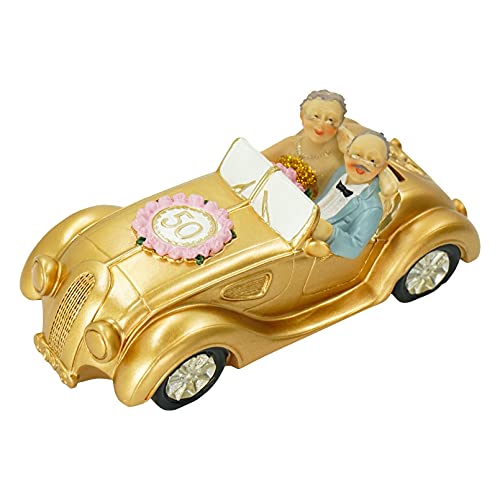 Luwint 50Th Wedding Anniversary Statues Golden Wedding Elderly Couple In Car Figurines Coins Bank Collectibles Wedding Engagement Celebrating Decoration For Parents Grandparents #TOP1