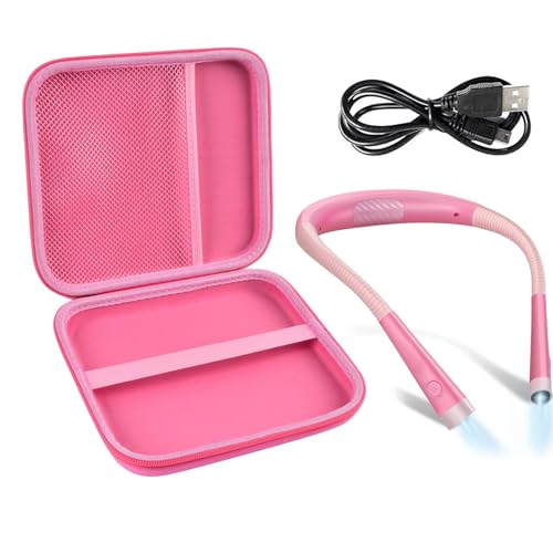 Image of GWCASE Hard Carrying Case for Glocusent for Vekkia LED Neck Reading Lights | Shock-Resistant EVA Shell, Mesh Pocket for Cable, Keep Small Gear Neat for Bedtime Reading, Crochet, Travel, Pink , Box Only