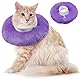 Halskragen Katze, Katzenkragen Leckschutz Weich Katzen Halskrause nach Op Katen Cone Collar Leichtgewicht Schutzkragen für Welpen(Lila, L)