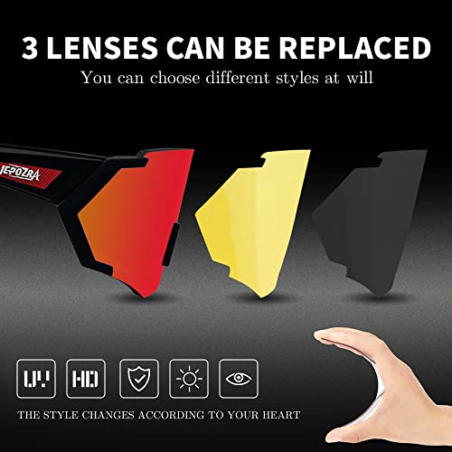 Jepozra Polarized Cycling Glasses With 3 Interchangeable Lenses Riding Glasses Ski Glasses Baseball Running Sports Sunglasses #TOP1