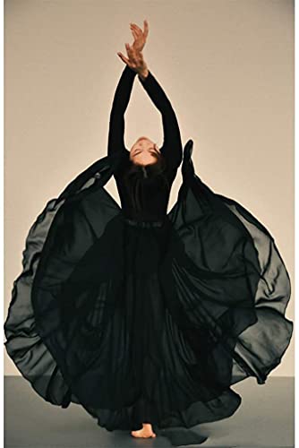 8-14 Years Girls 720 Sheer Chiffon 30" Long Ballet Skirt Maxi Skirt For Ballerinas Performance Ballet Dancer Photography Belly Dance Costume (Black) #TOP6