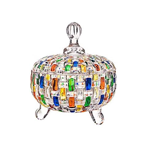 Magcolor Hand Painted Glass Candy Box with Lid Cover