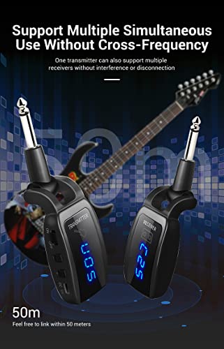 Arklove 1/4 Inchts Jack 6.35Mm Mic Microphone Wireless Guitar System Rechargeable Guitar Transmitter Receiver Set Bass Pick Up Accessaries Amp (Black) #TOP5