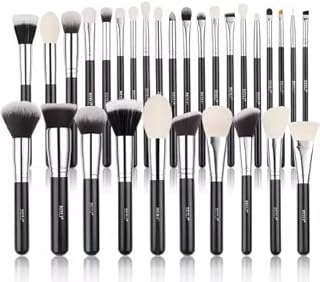BEILI Makeup Brushes | Set of 30pc Makeup Brushes for Professionals | Classic Black Color Synthetic Kabuki Foundation Blen...