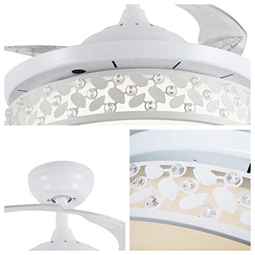 Fandian 42'' Modern Ceiling Fan With Light Smart Bluetooth Speaker White Chandelier With 7 Rgb Colors, Remote Control Retractable Fandelier, Dimmable Led Lighting For Dining Bedroom #TOP7