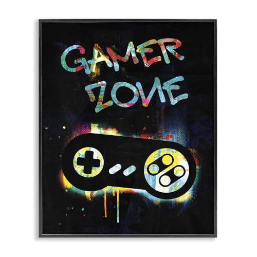 Gamer Zone Neon Controller, 16 x 20 Inch Framed Giclée Print