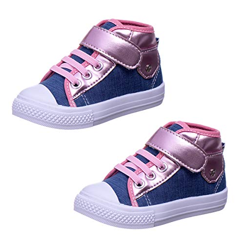 Kit 2 Pares Tenis Infantil Bebê Feminino Modernos - AS299 Cor: Azul Jeans + Azul Jeans;Tamanho: 17/1
