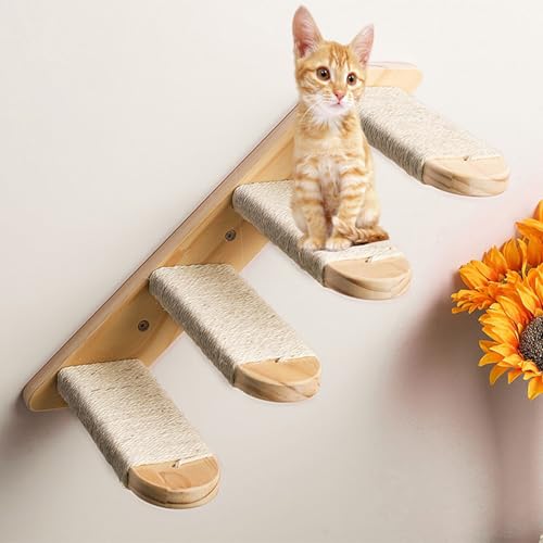Échelle d'escalade en bois robuste pour chat, structure murale stable - 4