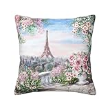 Unsichtbarer Reißverschluss: Es gibt einen unsichtbaren Reißverschluss an der Seite des schönen Eiffelturms Paris bedruckten Kissenbezugs, der bequem und schön ist, um den Kissenkern zu montieren und zu demontieren.