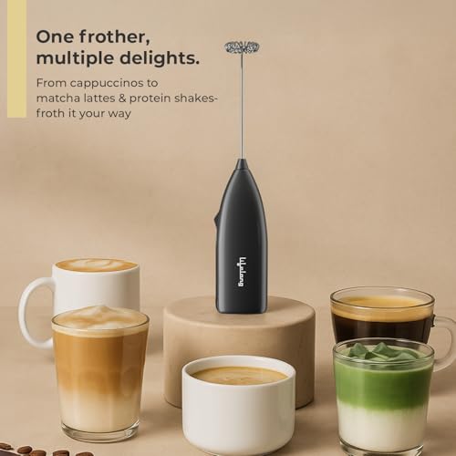 Image of Lifelong Battery Operated Milk Frother | One Button Operation | Handheld Coffee Frother | Stainless Steel Whisk | Electric Foam Maker for Coffee, Latte, Cappuccino, Hot Chocolate | Cafe-Style at Home