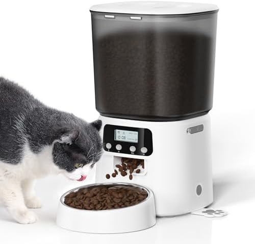 Automatic Cat Feeder, 4L Timed Cat Dry Food Dispenser, Pet Feeder...