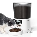 Automatic Cat Feeder, 4L Timed Cat Dry Food Dispenser, Pet Feeder up to 6 Meals and 30 Portions per Day, 10S Voice Record, Dual Power Supply, Non-Slip Base, Auto Pet Feeder for Cats and Small Dogs