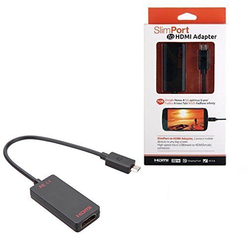 Slim Port HDMI Adapter for LG G3 LTE Smartphone! MyDP/Micro-USB to HDMI Adapter Connects Any MyDP Enabled Mobile Device and Play Content to Any HDTV or HDMI Enabled Device, Black