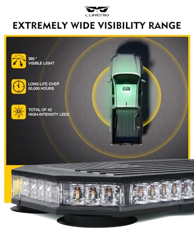 LUMENIX Rooftop Strobe Beacon Lights White Green LED Emergency Flashing Warning Caution Traffic Light Bar for Law Enforcement POV Vehicles Snowplow Trucks - American Flag Pattern | Patented Design - Thumbnail 3