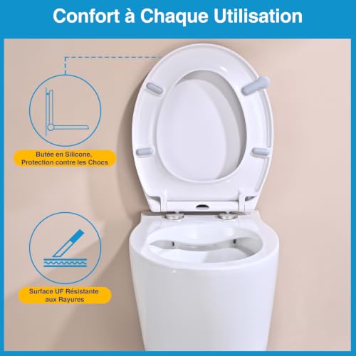 YEAUPE PRO Abattant WC Forme O Duroplast Fermeture Douce Blanc – vue 7