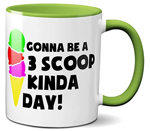 White Green Ice Cream Scoops Mug Sundae Lover Cute 11 Oz Cute Gift Ceramic Decor Cup #TOP18