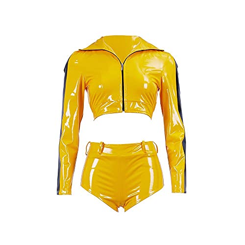 BYHai Kill Bill Costume Beatrix Kiddo The Bride Costume Cosplay Suit Sexy Kung Fu Outfit with Jacket Pants for Women XS Yellow