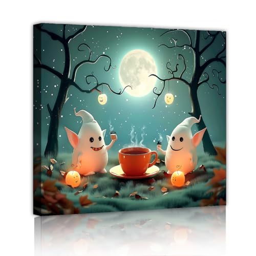 Peinture Halloween fantômes 50x50cm pour remplacer les décors effrayants